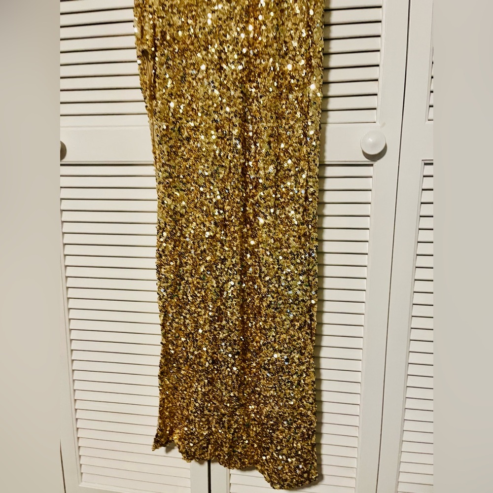 Gold Sequin Embellished Gown Dress - Picture 8 of 12